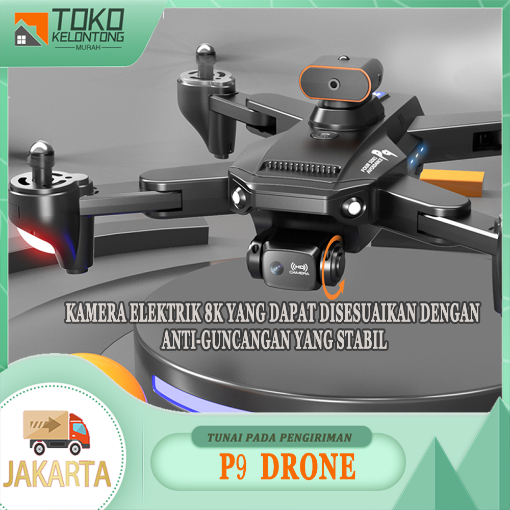 （COD）Drone kamera jarak jauh，P9 drone camera 8K rc drone pesawat remote control drone gps Motor Tanpa Sikat Drone Kamera Ganda HD8K，camera drone terbaik，drone s6 gps dual camera 6k