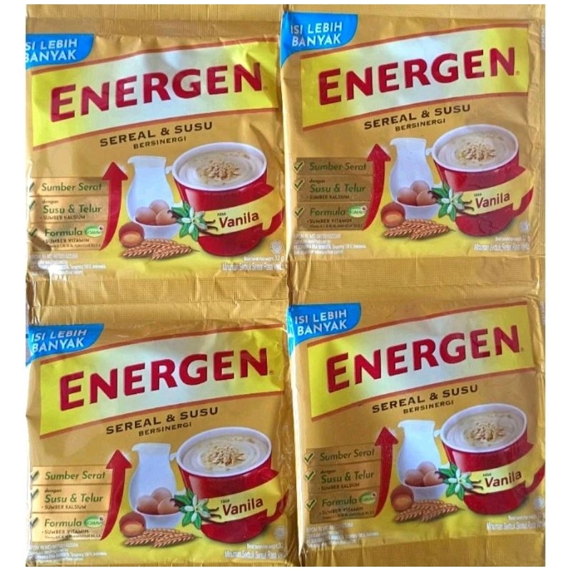 

Energen Vanilla, Coklat, Kurma, Champion, 1 renteng isi 10pcs