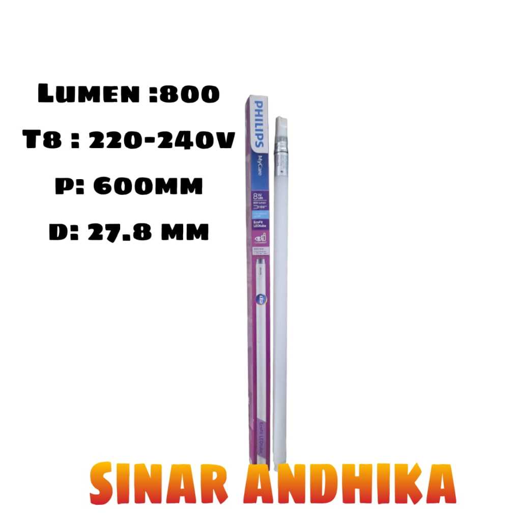 Lampu TL Led Philips Ecofit Tube Warna Putih 8 Watt
