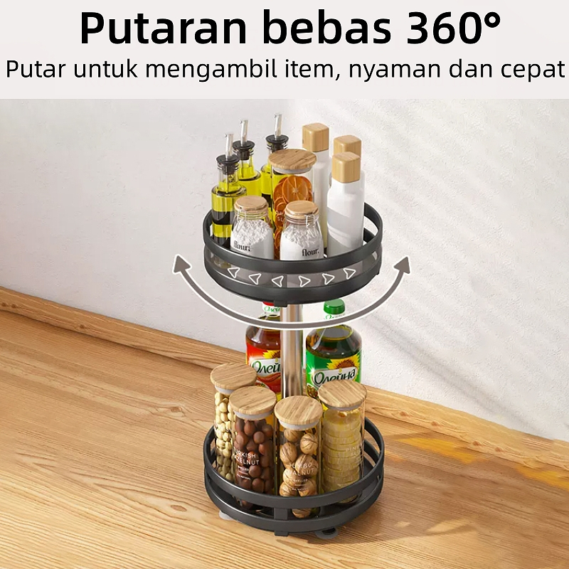 Rak Bumbu Dapur 3 Susun 360 Derajat Stainless Rotate Kitchen Spice Rak Dapur Serbaguna Kitchen Spice Rack Organizer