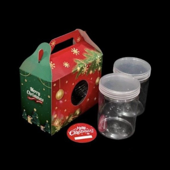 

5 pcs gable box hadiah hempers natal dus jinjing packaging toples kue kering cookies edisi merry christmas