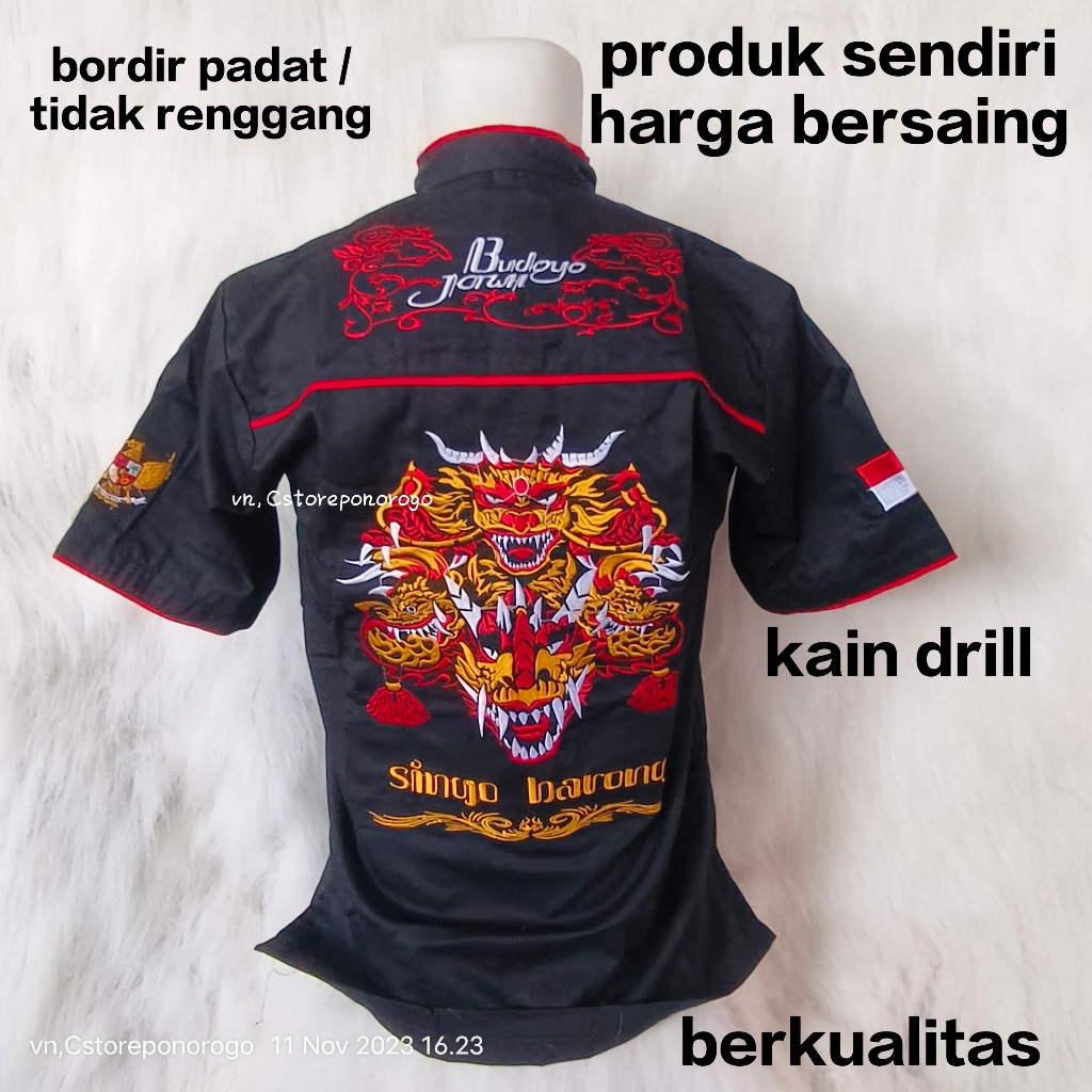 BAJU BORDIR DEWASA MOTIF DEVIL KANCING CINA / barongan / devil / pecut bopo / pecut / ganongan / gan
