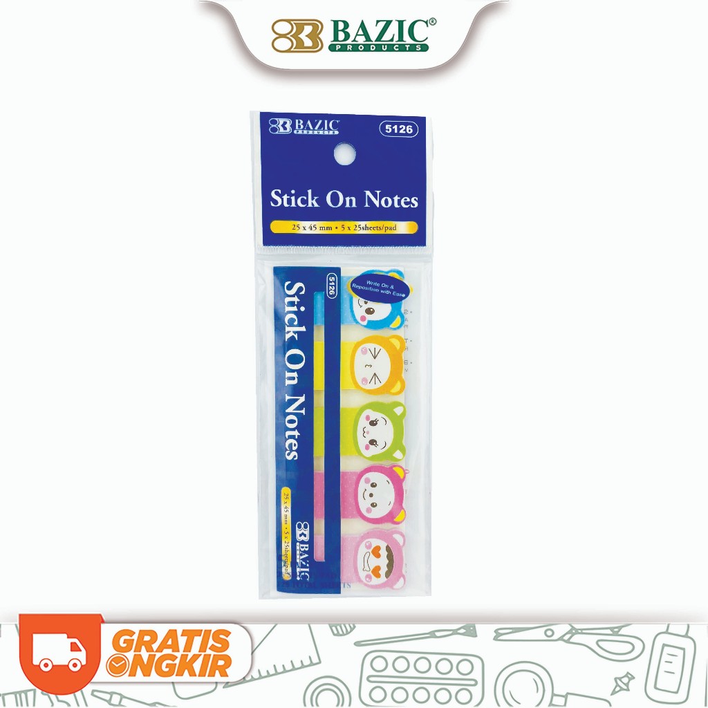 

Bazic Stick On Notes Cute Faces - Penanda Halaman Buku Lucu
