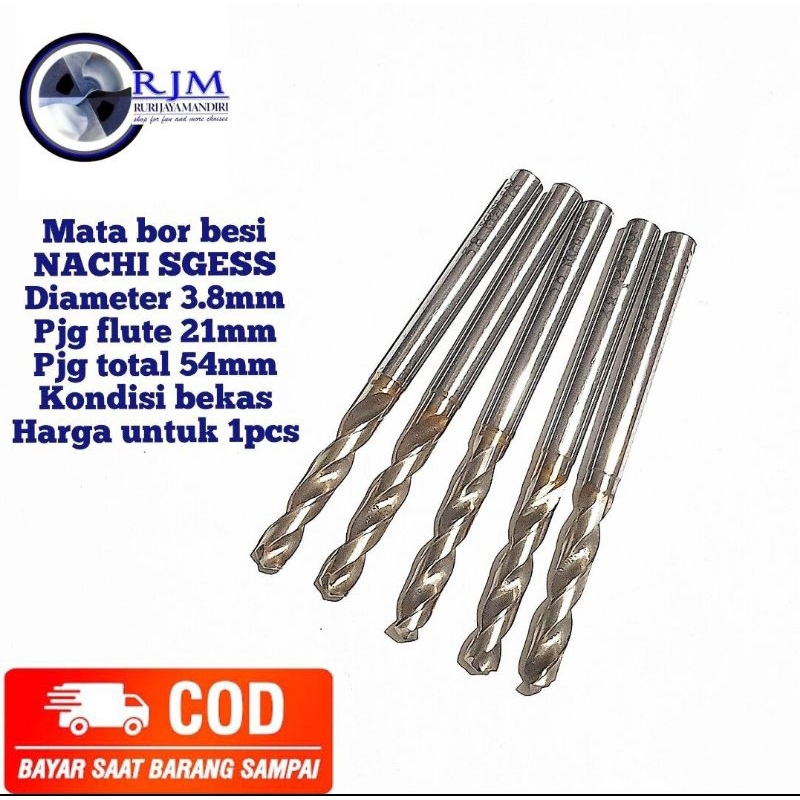 mata bor besi nachi drill bor 3.8mm hss nachi bekas utuh