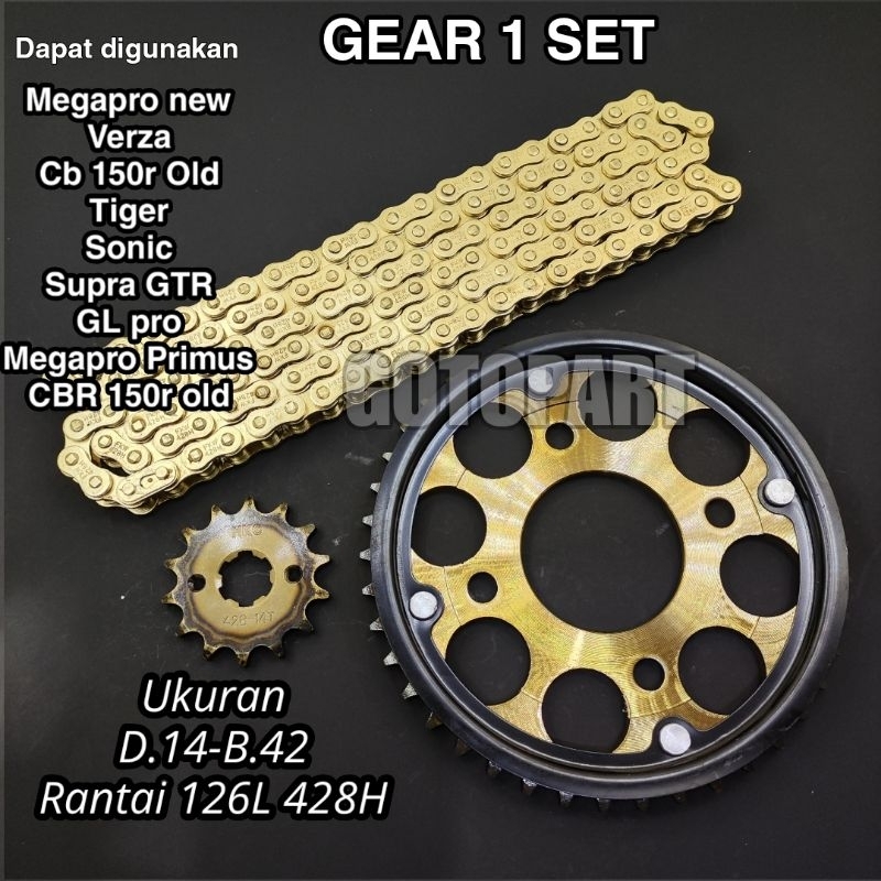 Gear Gir set Megapro new Sonic Cb 150r sonic Supra GTR Verza cb Verza Tiger gigi tarik model sss