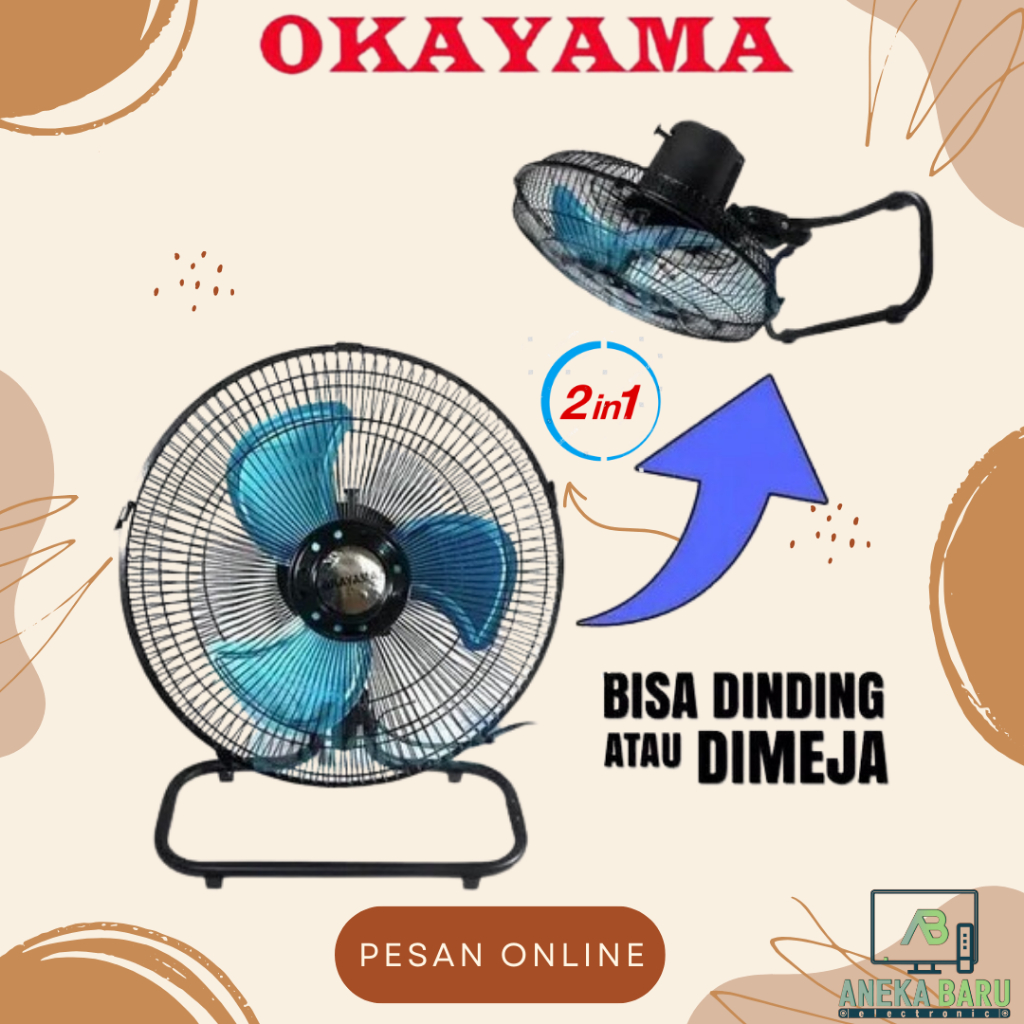 {READY & COD] Okayama Tornado Fan Kipas Meja & Tembak 2in1 OK-1630 / OK1630 / OK 1630 (16 Inch)