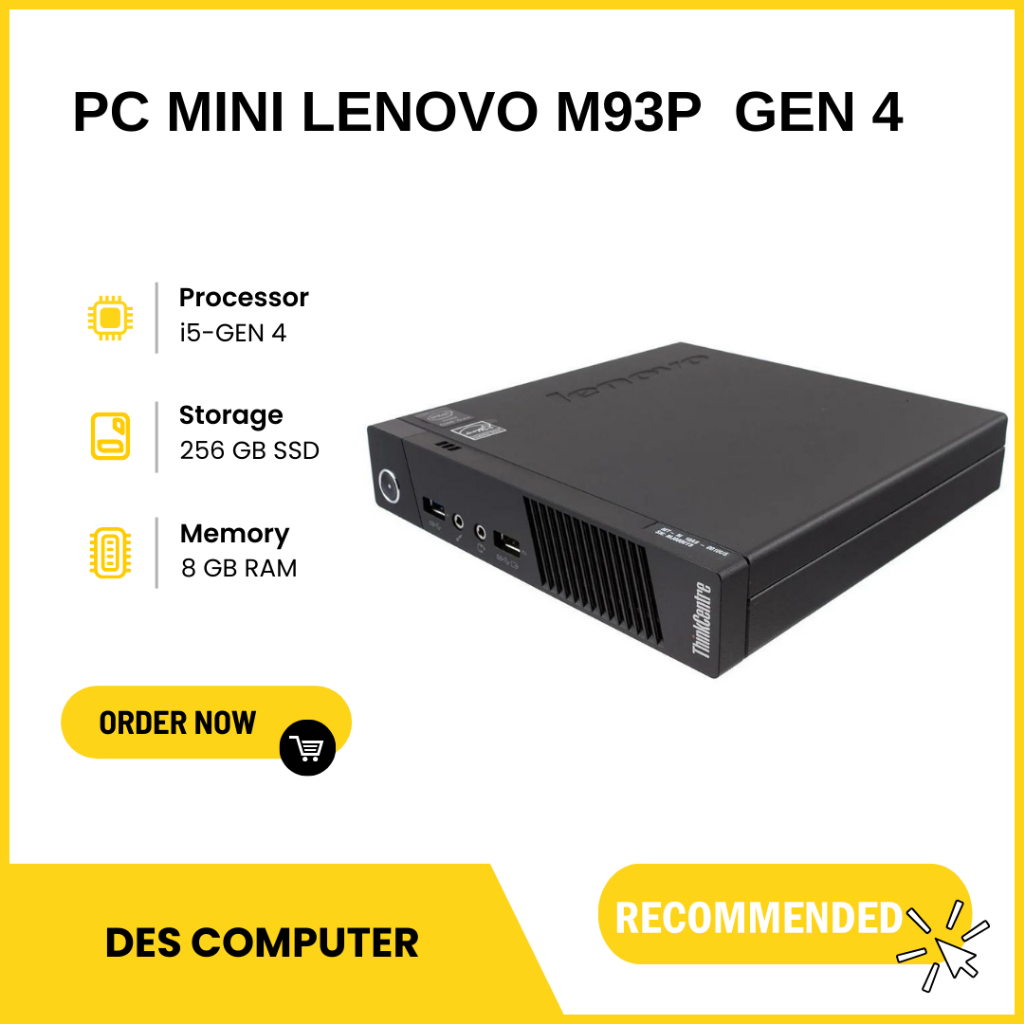 PC MINI LENOVO M93P/M83P/M73P CORE I5 GEN 4 RAM 8GB SSD 256GB MULUS (VARIAN)