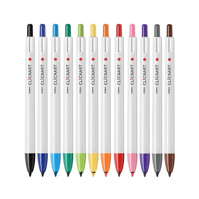 

Zebra ClickArt Retractable 0.6mm spidol Fine Point / Zebra Spidol Tip Fine Clickart - Standard Colors