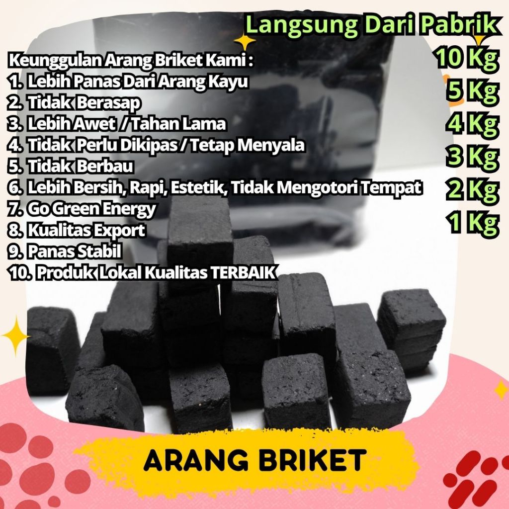Arang Briket Arang Batok Kelapa Arang Bukhur Arang Aktif Arang Grade A Arang Briket Kualitas Export