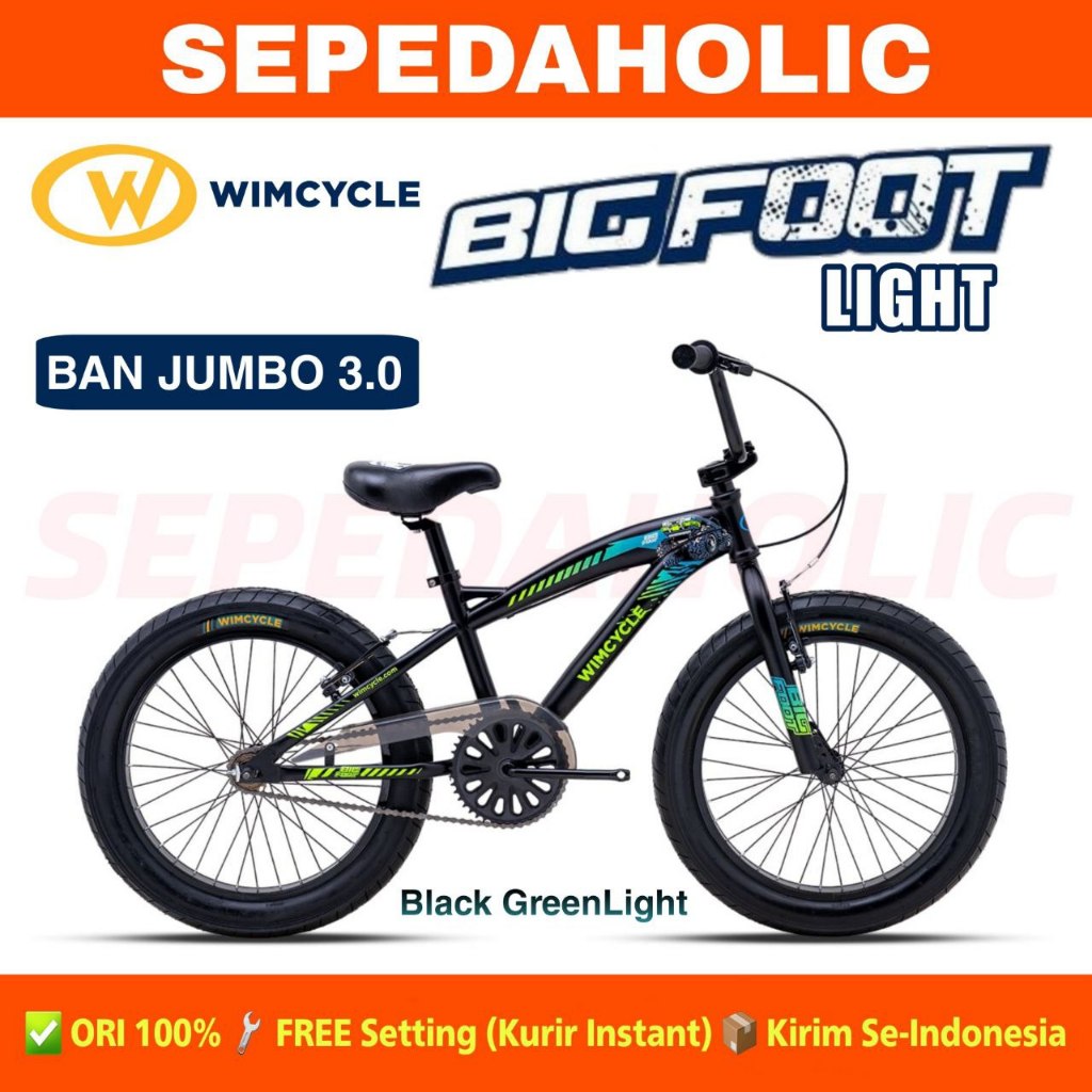 Sepeda Anak Laki BMX WIMCYCLE BIGFOOT BIG FOOT LIGHT 20 Inch Ban Jumbo