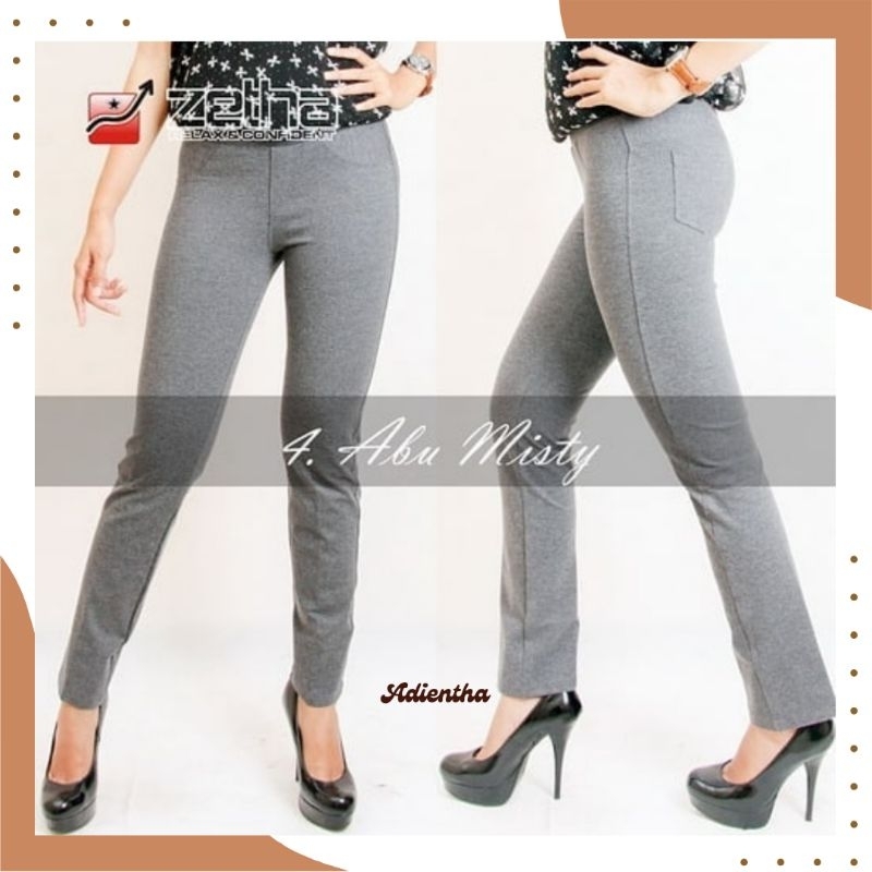 Celana ZETHA ABU MISTY size S M L XL | Celana Panjang Wanita Jumbo Zetha | Legging Zetha | Celana Ke