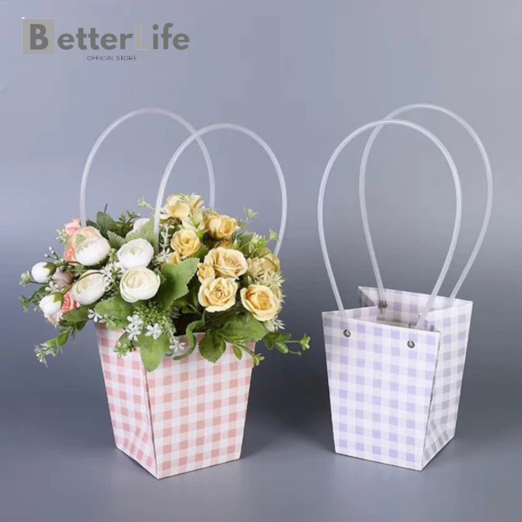 

Better Life - Flower Packing Paper Bag Square Pattern Tas Bouquet Flower Handbag EMYDL