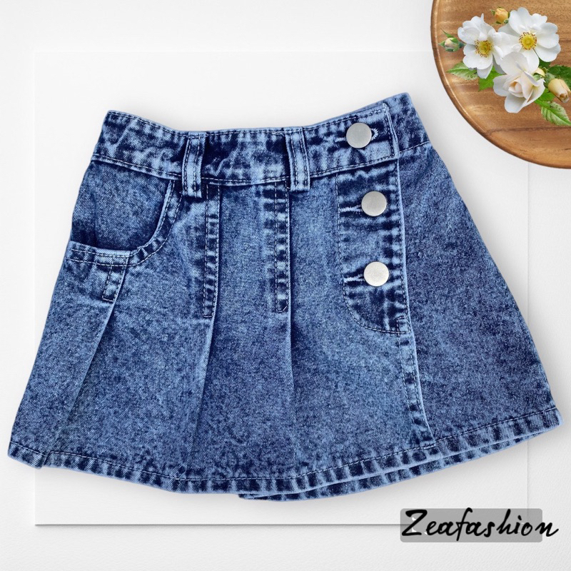 ROK CELANA JEANS PENDEK.ROK PENDEK ANAK SNOW BLUE SNOW BLACK ANAK UMUR 1-7 TAHUN, ROCELLA ANAK WANIT