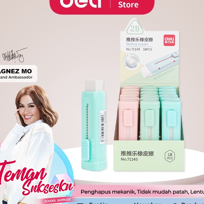 

#Sale Deli Sliding Eraser / Penghapus Mekanik / Hapusan Mekanik Warna Lucu Tidak Meninggalkan Serpihan Bahan TPR+ABS 71145