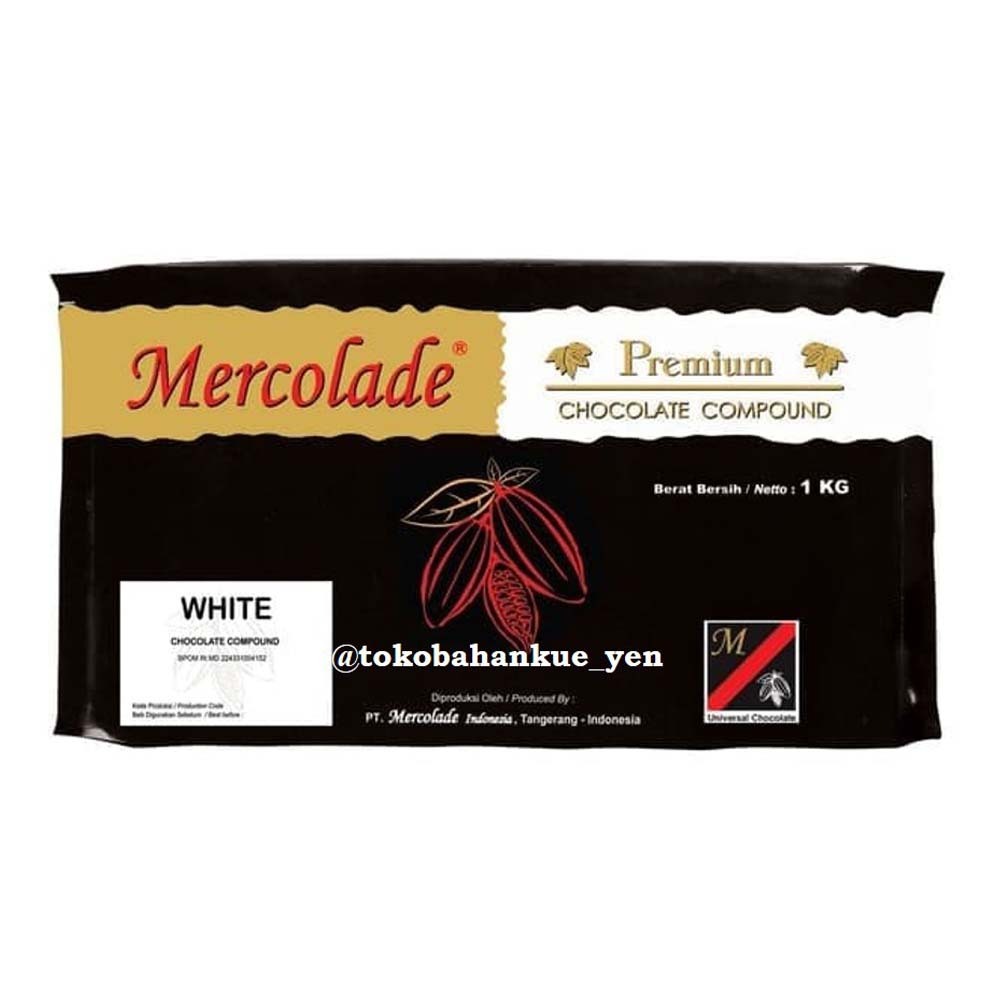 

Mercolade white chocolate compound 1kg / dark compound chocolate mercolade 1kg / coklat blok putih 1kg