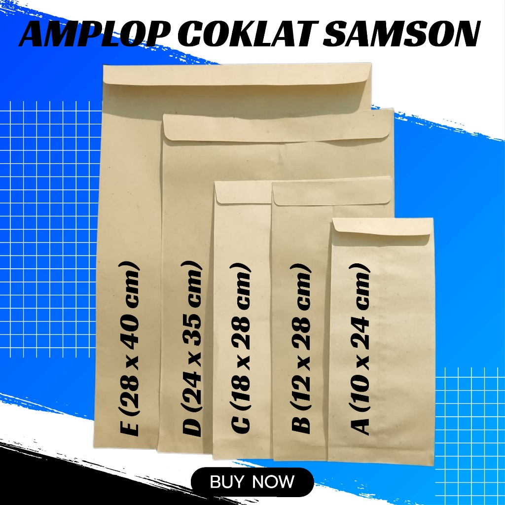 

AMPLOP COKLAT SAMSON ISI 100 LEMBAR/ AMPLOP COKLAT (D dan E)