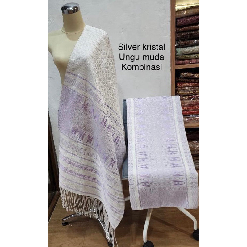 Songket Tumtuman Kristal Exclusive Silver ungu Muda Kombinasi