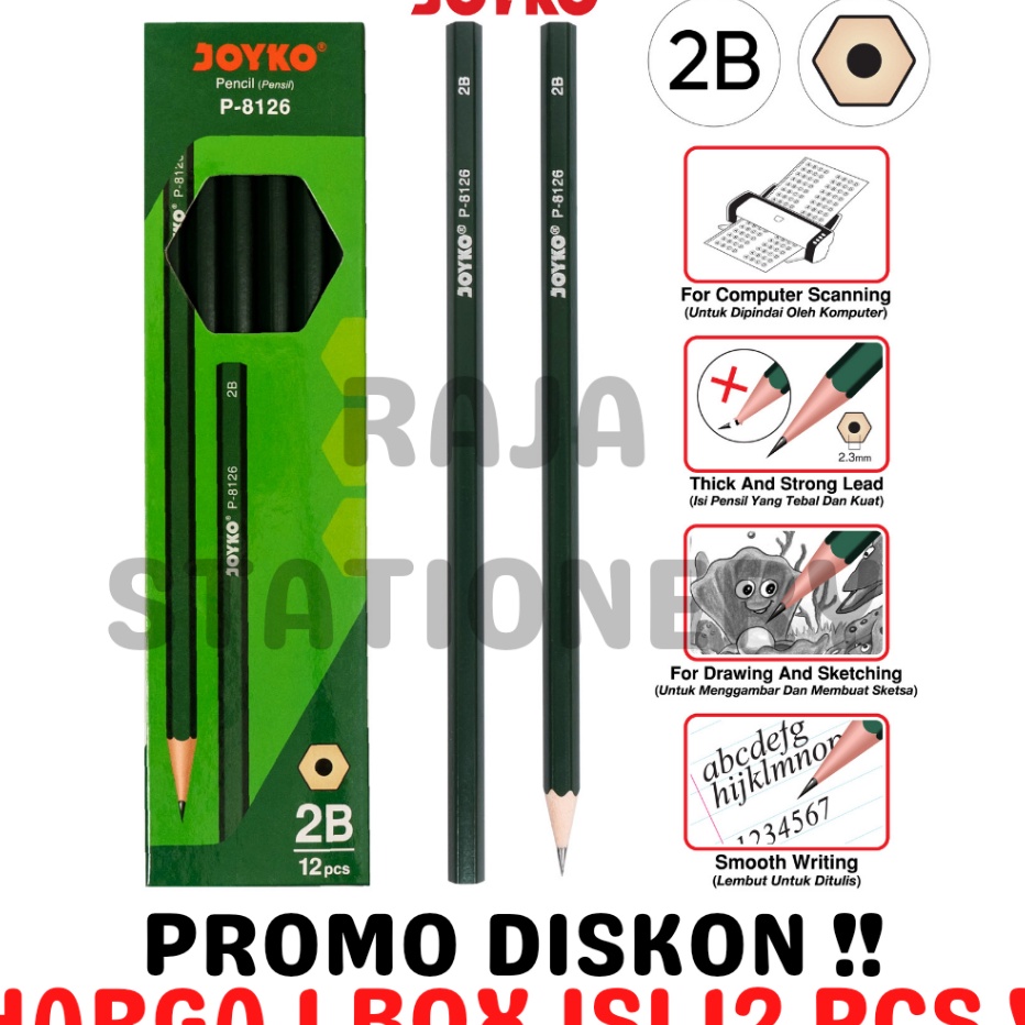 

Laris JOYKO PENCIL PENSIL KAYU JOYKO 2B KOMPUTER UJIAN LUSIN P-8126 [12PCS] Super Promo