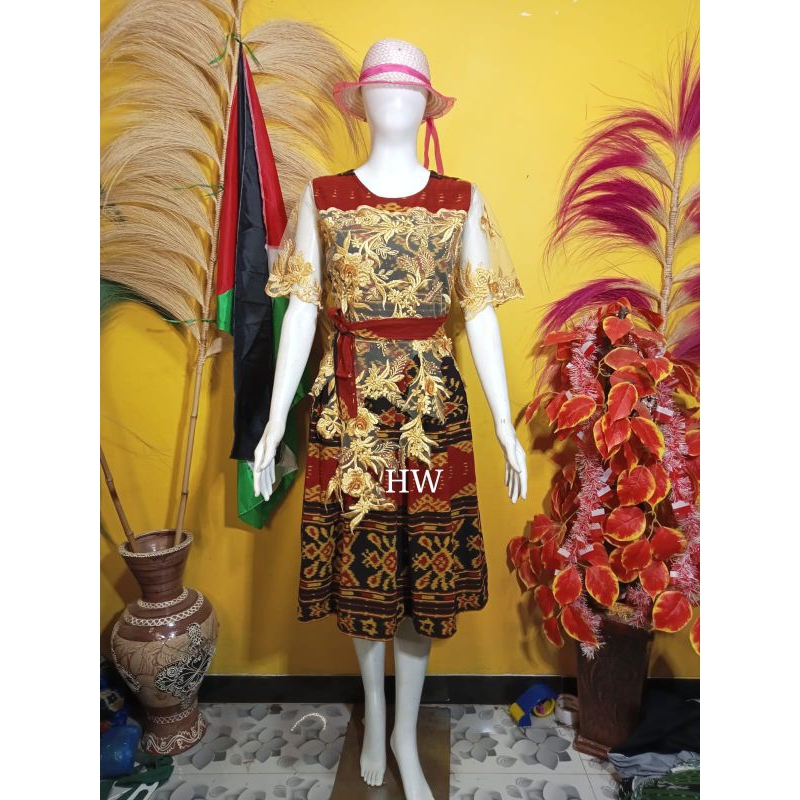 DRESS TENUN MIK BROKAT KUNING