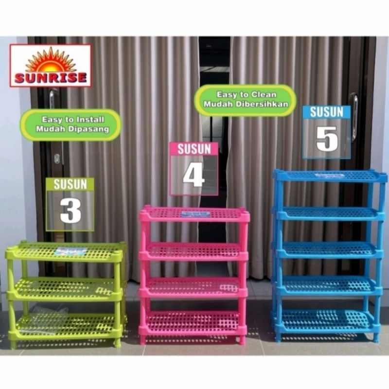 Rak sepatu plastik dx susun 5 bahan plastik tebal sunrise
