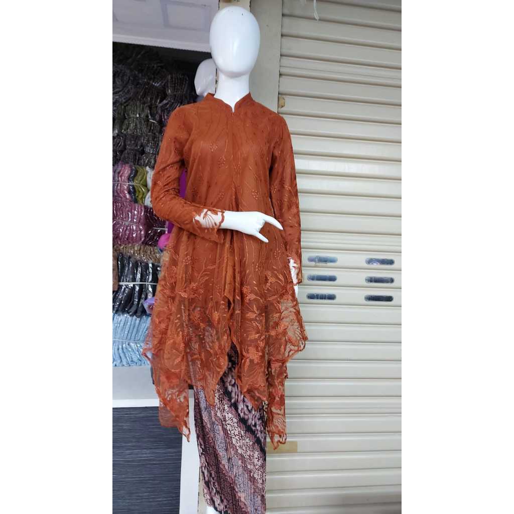 Realpict Set Kebaya Teracota//Kebaya Merah Bata//Setelan Kebaya Modern Busui Friendly