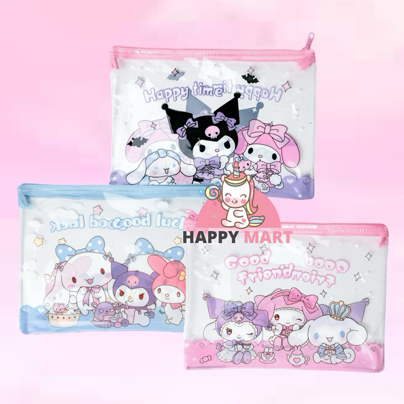 

Kotak pensil / POUCH PLASTIK BIG motif sanrio cinnamoroll / kuromi / melody