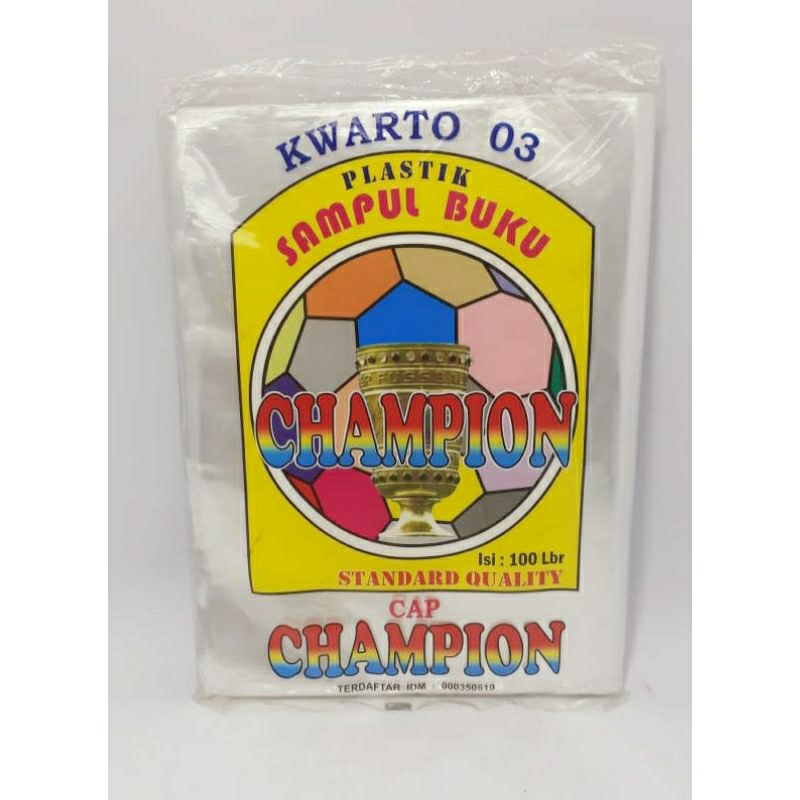 

Sampul Plastik Champion Uk. Quarto ( Buku Tulis Umum) 0.3 mc/ pak