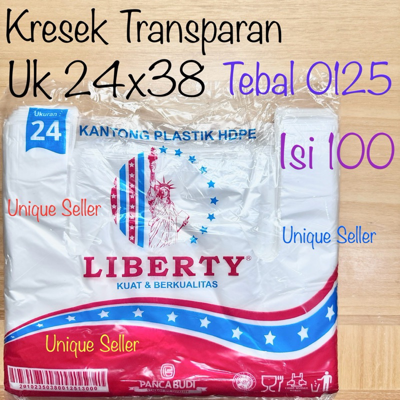 [Isi100] Kresek Transparan uk 24 LIBERTY / Kantong Kresek Transparan LIBERTY uk 24x38 / Kantong Plas
