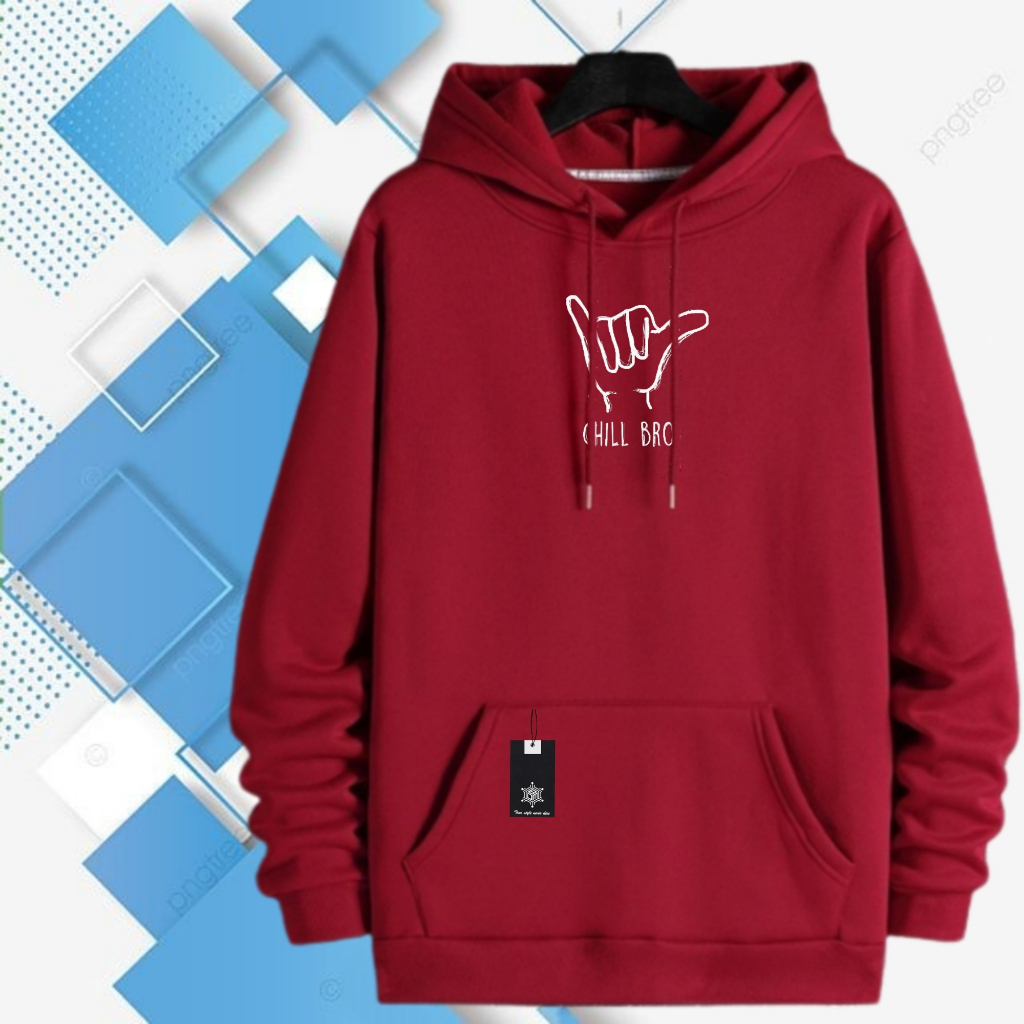 Jaket Hoodie Pria Aesthetic Warna Maroon Sweater Hodie Cowok Oversize Distro COD Bahan Cutton Premiu