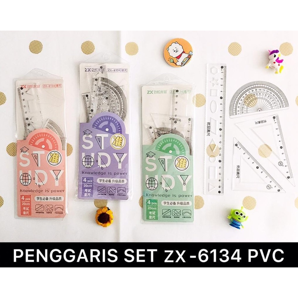 

Penggarus Set Plastik ZX-6134/Busur,segitiga,panjang
