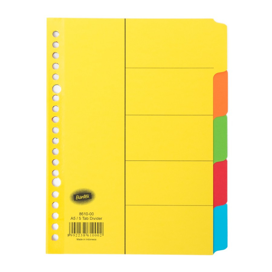 

Bantex 8610-00 Cardboard Divider A5 Potrait , 5 DIV ( 1 Set - 5 Warna )