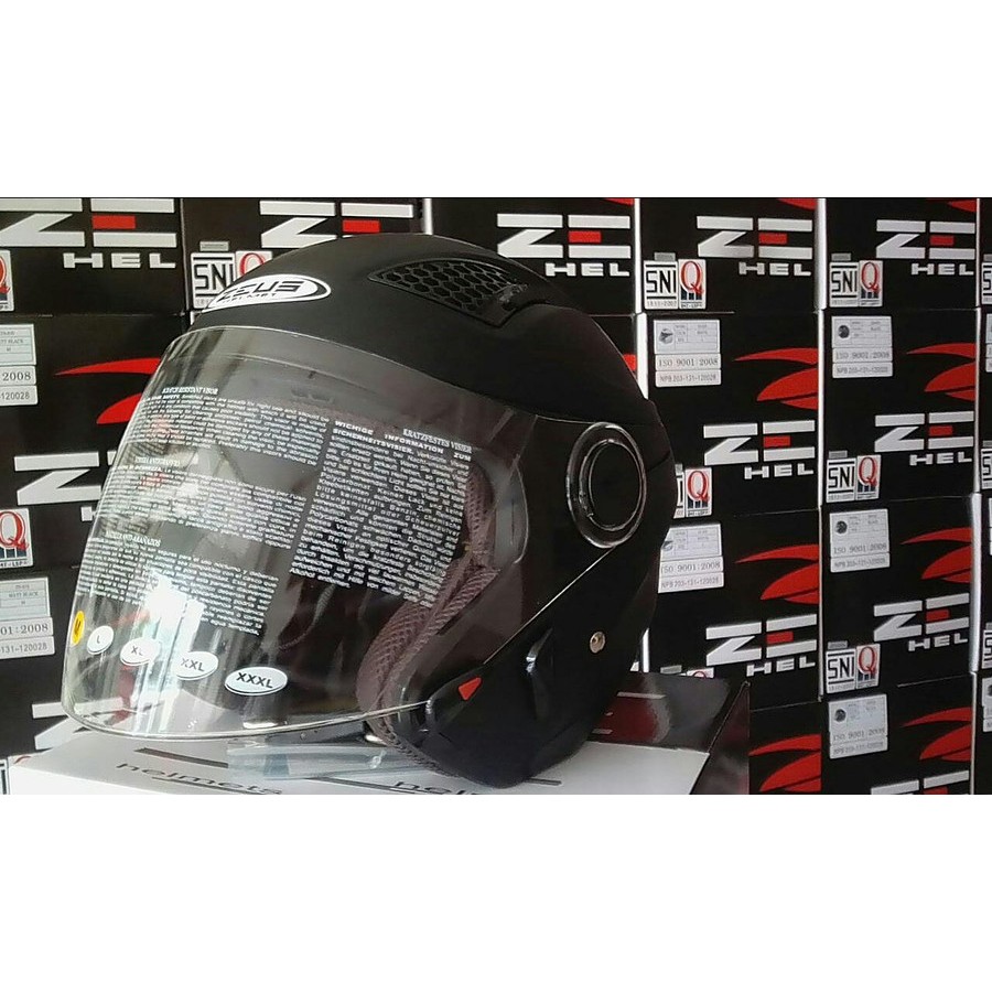 HELM ZEUS 610 MATT BLACK DOUBLE VISOR HELM HALF FACE