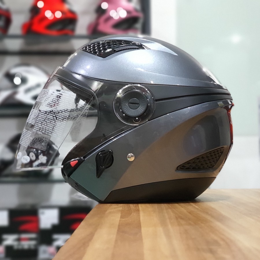 HELM ZEUS ZS 610 TITANIUM HELM HALF FACE DOUBLE VISOR