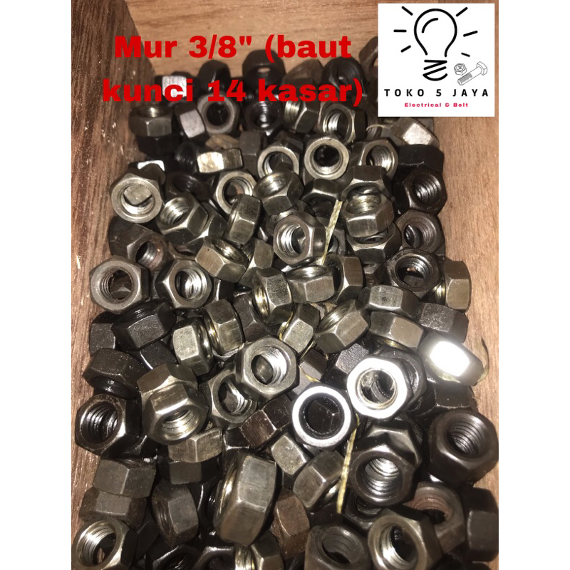 mur 3/8” / mur kasar / mur baja baut 14 kasar