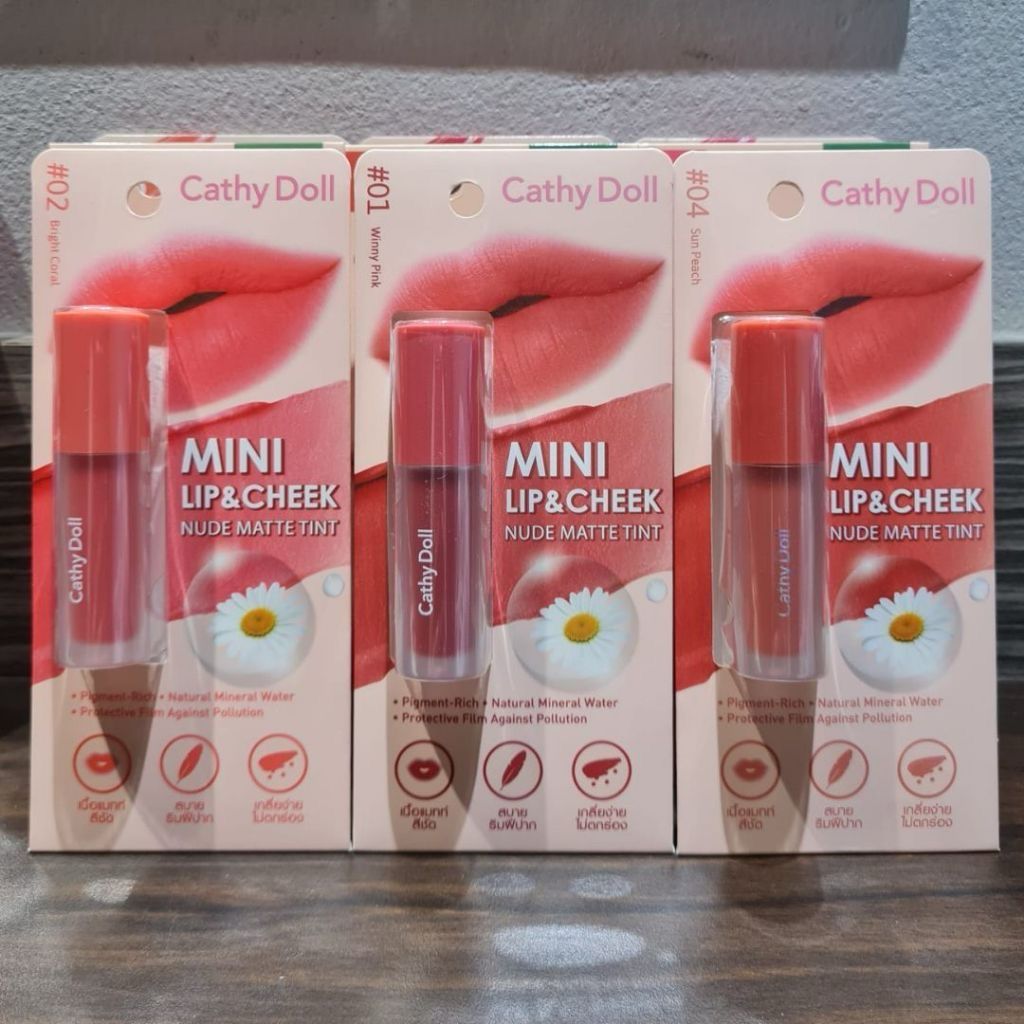 Ready stok Cathy Doll Mini Lip and Cheek Nude Matte Tint Win Metawin Tine 2gether The Series Bright 