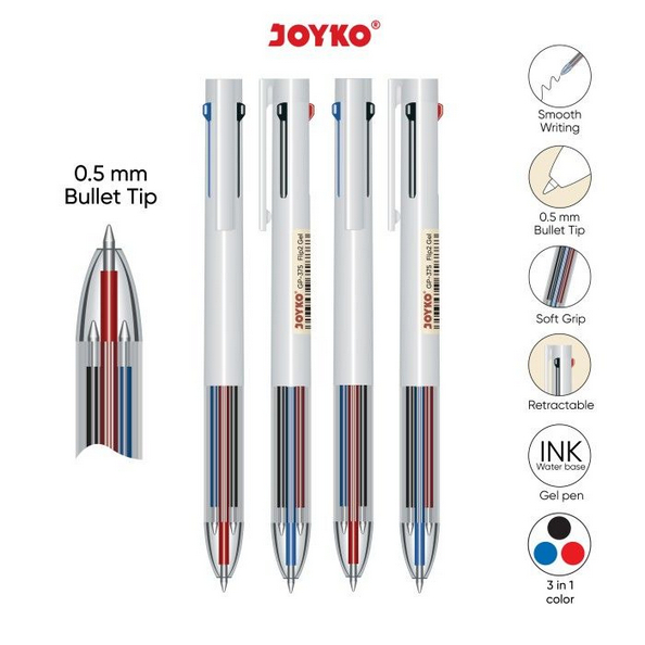 

Pen Joyko GP-375 Flip2 Gel 0.5 mm 3 Warna