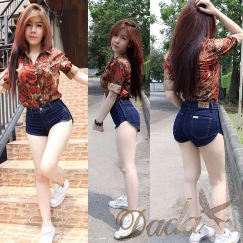 Hotpants Import Bangkok Original /  Celana Pendek Wanita Highwaist Jeans Sexy Model Polos GBJ Terbar