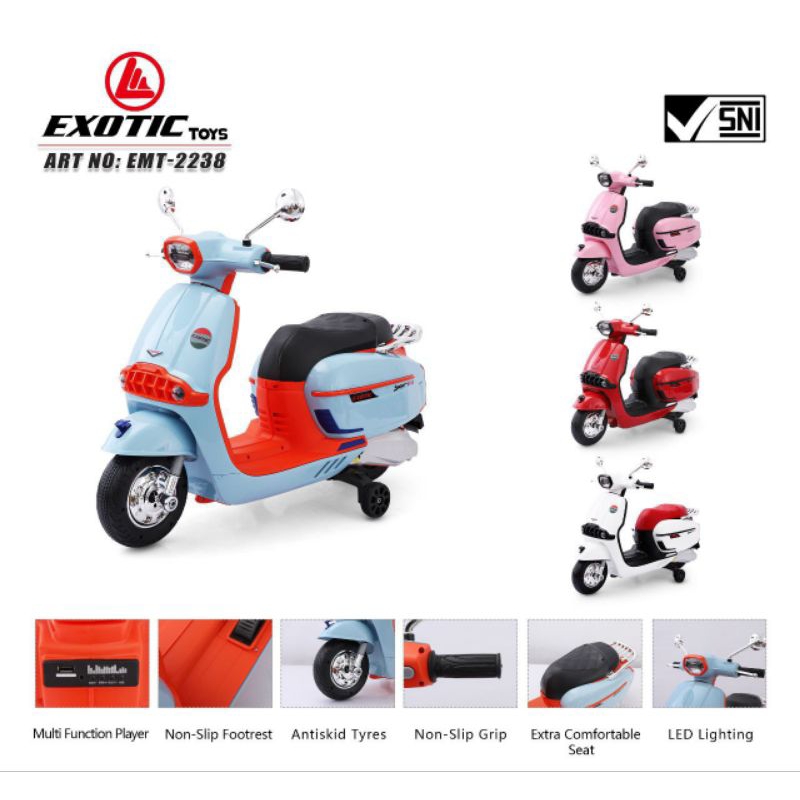 Motor Aki exotic EMT 2238 VESPA Mainan Anak