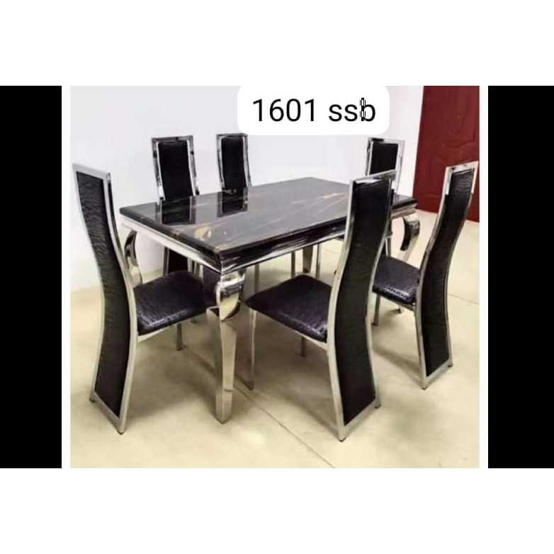 meja makan marmer mewah 6 kursi