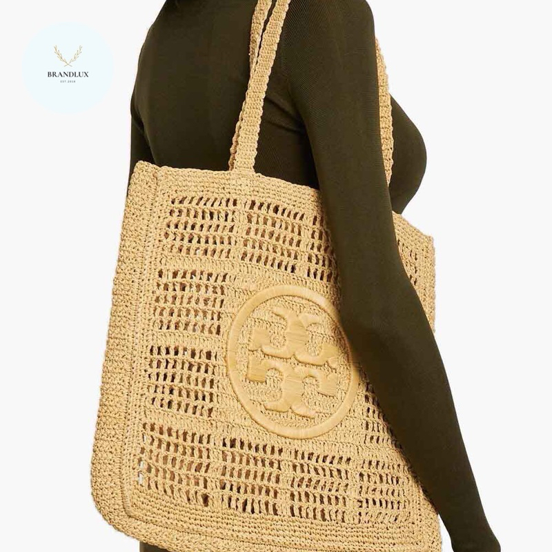 TORY BURCH Ella Hand-Crocheted Tote Bag in Natural