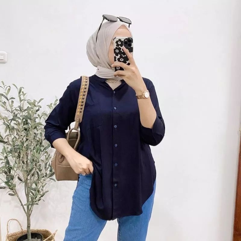 Serojaoutfit - KEMEJA POLOS RAYON TWIL/KEMEJA RAYON IMPORT/KEMEJA OVERSIZE/KEMEJA 7/8