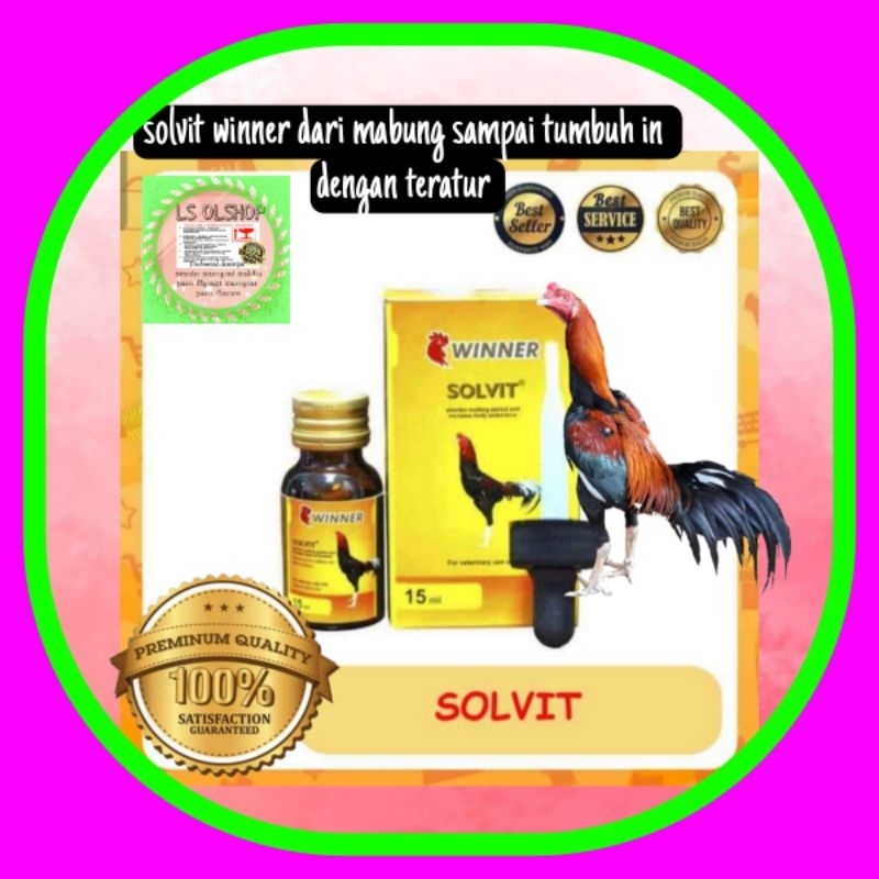 SELUSIN SOLVIT WINNER LAGA 15 ML SUPLEMEN OBAT AYAM MABUNG PENUMBUH BULU BY MEDION