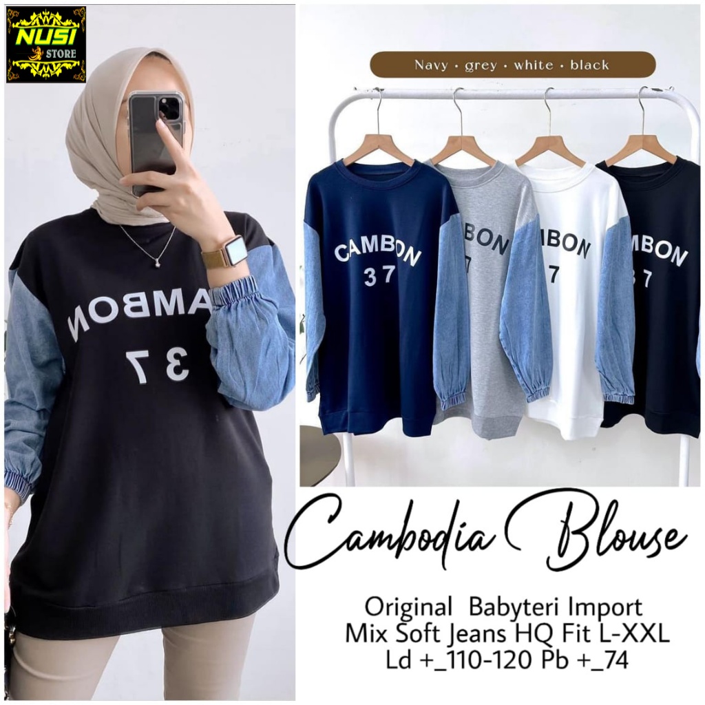 cambodia blouse jumbo ld 20 blus atasan pakaian baju kaos melar big size bigsize xxxl motif polos sa