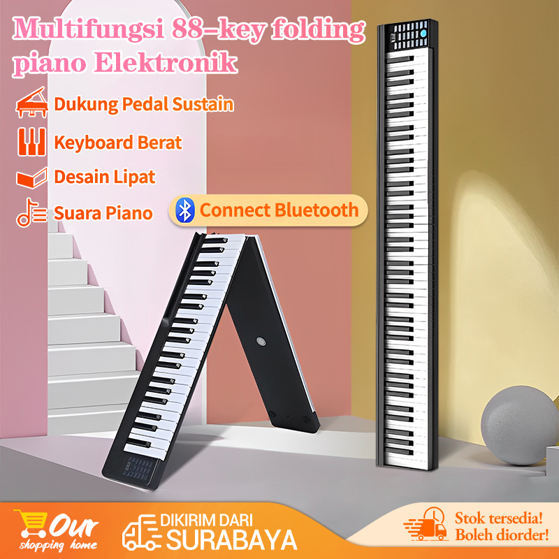 Ready Stock Multifungsi 88-key folding piano Elektronik / Keyboard Untuk Pemula / 88-key bluetooth