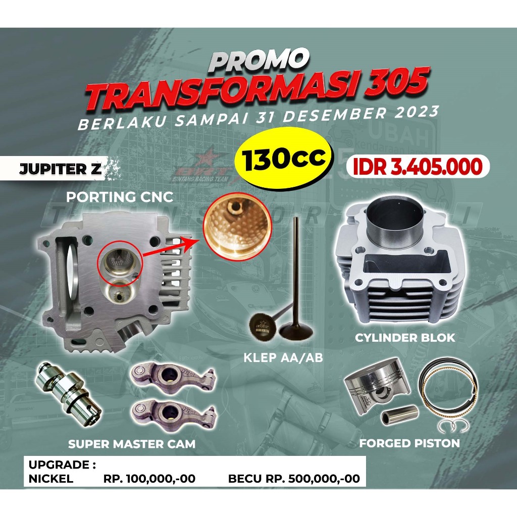PAKET BORE UP JUPITER Z | 130 CC | BRT