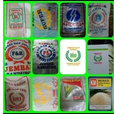 sablon karung transparant 20kg beras