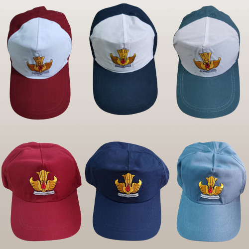 TOPI SD SMP SMA SMK TOPI SEKOLAH SERAGAM SEKOLAH NEGERI SWASTA LOGO BORDIR TUTWURI PREPET PEREKAT