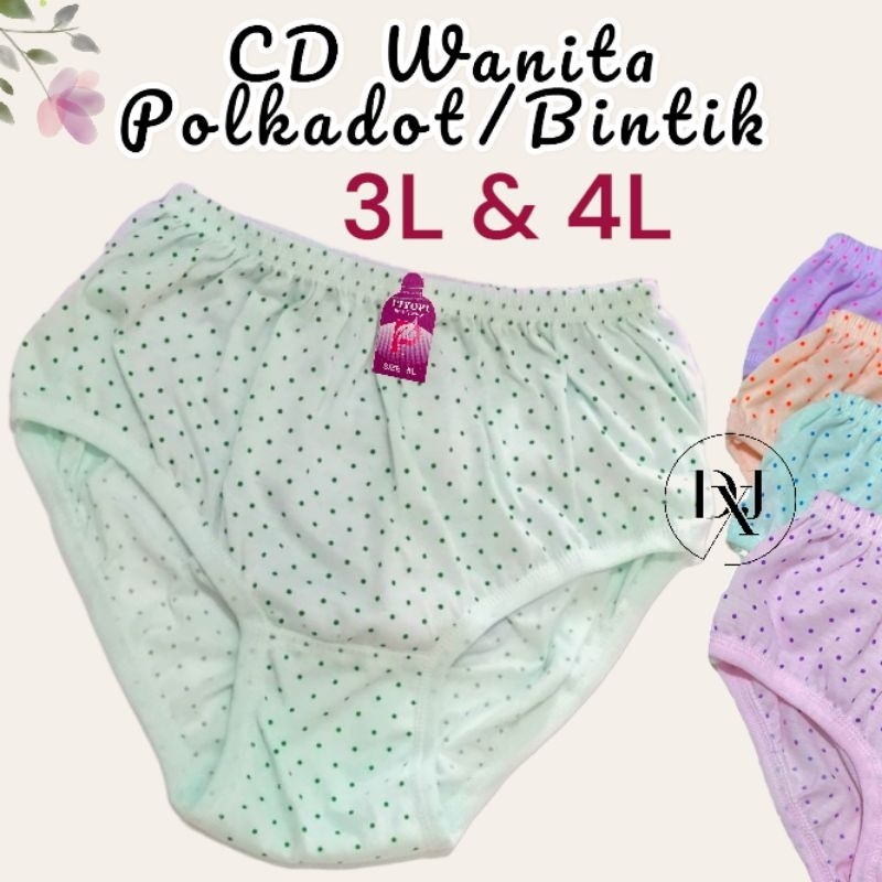 Celana Dalam Wanita Motif Polkadot Bintik XXXL XXL XL L CD Wanita Jumbo Polkadot CD Bumil Motif Bint