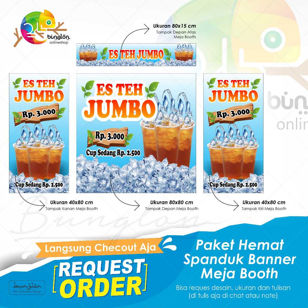 Spanduk Banner Paket Hemat Meja Booth Es Teh Jumbo