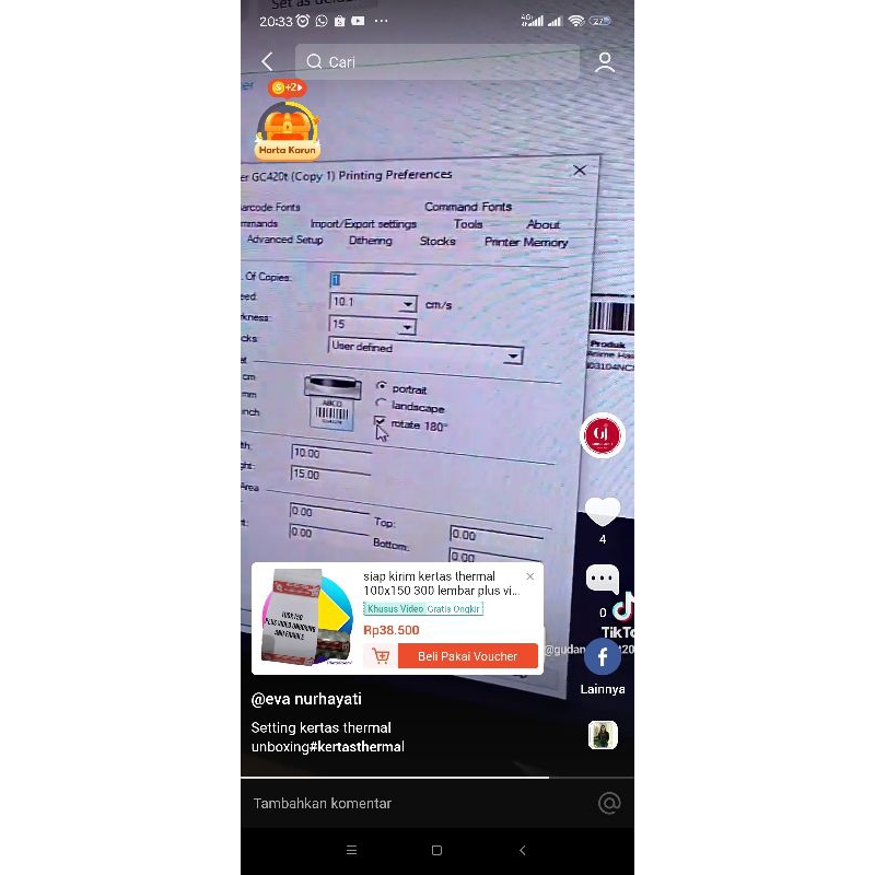 

RK kertas thermal unboxing Good 100x150 awb direct thermal A6 isi 500